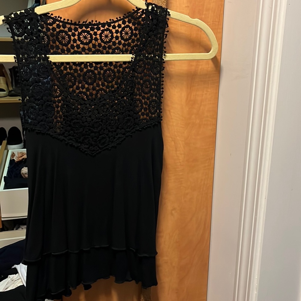Black tank with crochet top detail